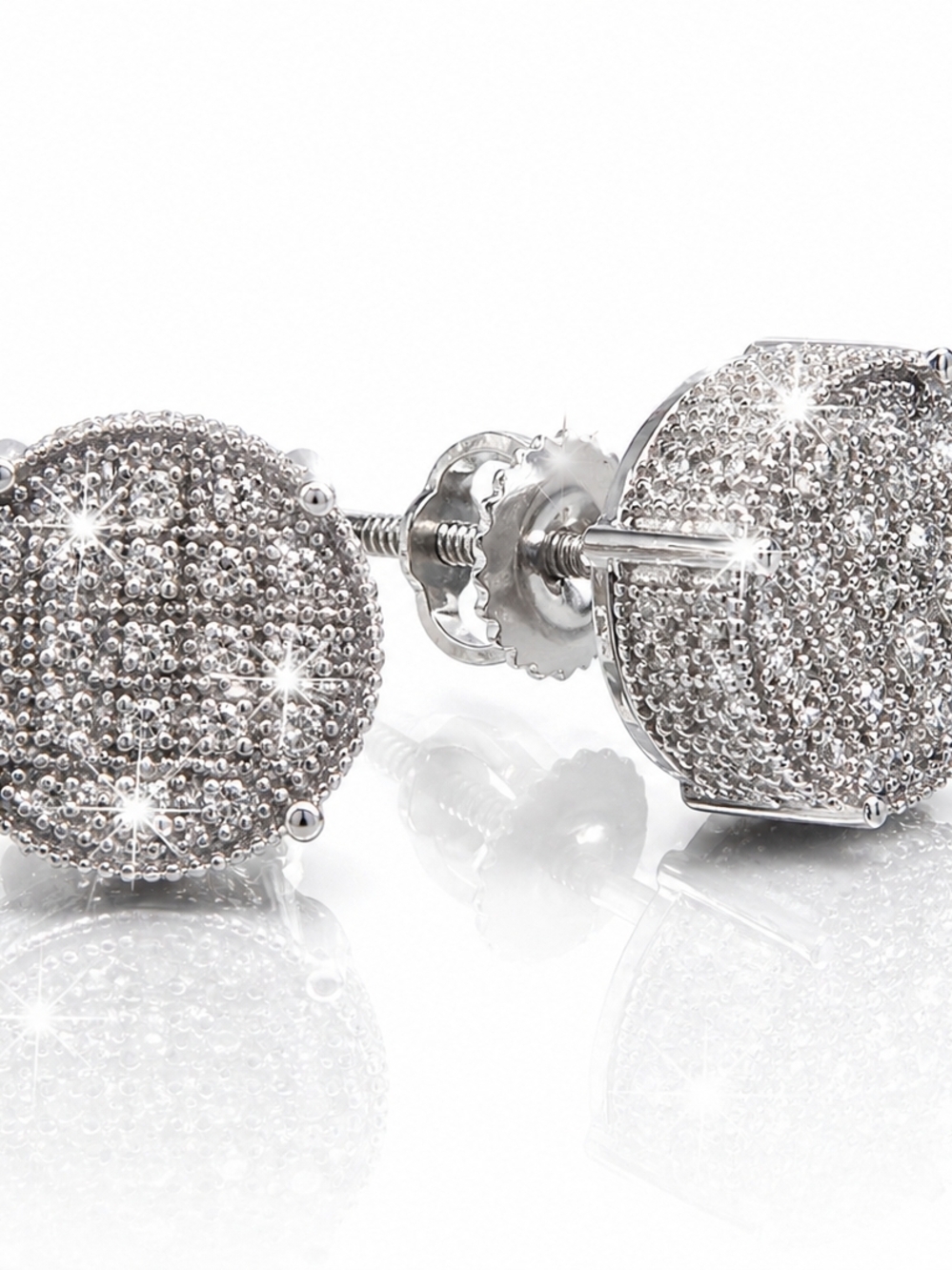 Unisex Diamond Stud Earrings | 14K White Gold Over Solid Sterling Silver